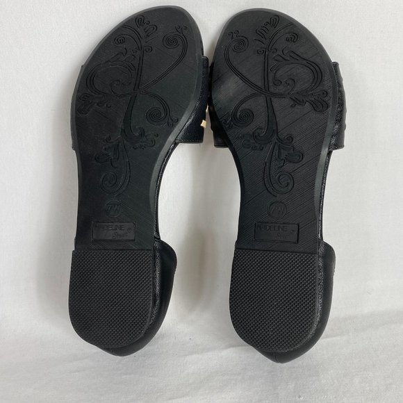 Madeline Stuart Nathan Flats Black Toe Strap 7W - Picture 4 of 9